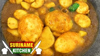 Kerrie Ei Met Aardappelen Anda Ke Tarkarie Bruine Ei  Curry Egg With Potatoes  Suriname Kitchen [upl. by Anuahsat]