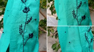 lazy daisy bore stitch backstitch  satin stitch tutorial  nazias embroidery  basicstitches [upl. by Idoc]