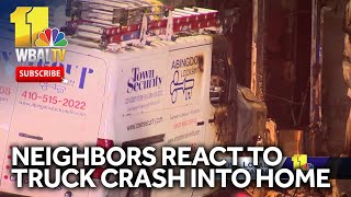 Neighbors react to truck crashing into home [upl. by Einahteb646]