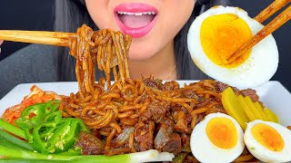 ASMR BLACK BEAN NOODLES BOILED EGGS RAW GREEN ONIONS  EATING SOUNDS  MUKBANG  ASMR PHAN [upl. by Cimbura212]