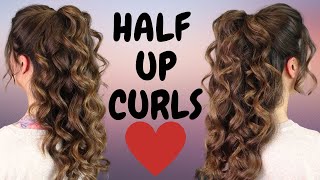 Voluminous half up half down curly hairstyle  hair tutorial [upl. by Yonah]