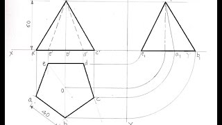 38 Projection of pentagonal pyramid resting on hp on one of its Triangular surface and inclined to [upl. by Sivrat]