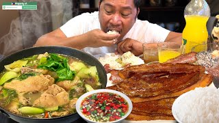 NATIVE NA MANOK STYLE TINOLA CRISPY LIEMPO Filipino Food Mukbang [upl. by Tiffie246]