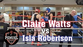 Claire Watts Vs Isla Robertson Amateur Boxing Bout Rileys Boxing Show Sheffield Full fight [upl. by Nyrual]