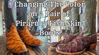 A Custom Dye Job On A Pair of Pirarucu Fish Skin Cowboy Boots [upl. by Breanne]