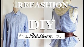 DIY Refashion mens shirt into a strappy camisole top [upl. by Otsuj]