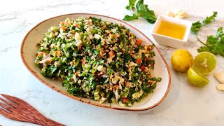 TABBOULEH SALAD  BEST AUTHENTIC LEBANESE TABOULEH RECIPE  OH CHEAT DAY [upl. by Yelrebmik]