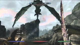 Skyrim Gameplay  Fighting a Dragon  Blood  Special Kill [upl. by Lemert]