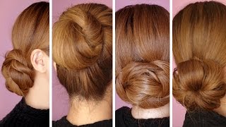 4 Easy Hair Bun Tutorials for the Holidays [upl. by Jerrine194]