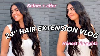 Getting 24” EXTENSIONS for the FIRST time Hand tied bellami professional MY HONEST THOUGHTS [upl. by Ehling]