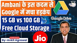 How Reliance Jio free 100GB Cloud Storage may be a Problem for Google Apple  UPSC [upl. by Aecila]