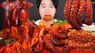 ASMR MUKBANG  SPICY SEAFOOD BOIL SQUID 🦑 OCTOPUS 🐙 ENOKI MUSHROOMS 직접 만든 버섯 해물찜 먹방 EATING SOUNDS [upl. by Zackariah]