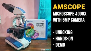 AMSCOPE Microscope 4000X with 5MP Camera to Computer Unboxing Handson and Demo [upl. by Julee]