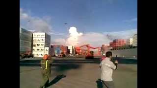 Container gantry crane falls over [upl. by Grantley]