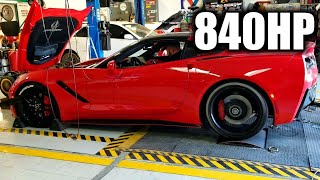 Supercharged 840 HP Corvette Stingray C7  New Build  Dyno Tune Results  Meth Injection [upl. by Liew469]