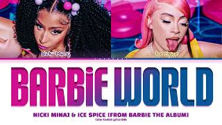 Nicki Minaj amp Ice Spice Barbie World with Aqua Lyrics Color Coded Lyrics [upl. by Autrey]