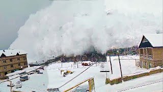 MASSIVE AVALANCHE HITS BUILDINGS FOOTAGE CAUGHT ON CAMERA [upl. by Astrix]