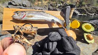 Solo Catch and Cook Trout in a Rock Oven  New Bait Works Every Time [upl. by Yllaw]