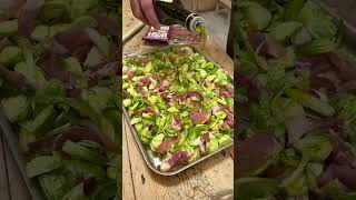 Hot honey Brussels sprouts recipe Brussels sprouts with bacon Easter lunch side dish recipe [upl. by Heidie350]