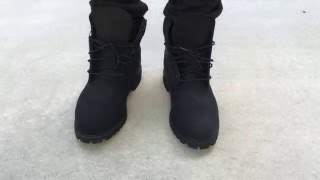 Timberland 6quot Black Timbs on feet [upl. by Annahsad]