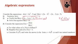 Algebraic Expressions  grade 9 [upl. by Ariamat]