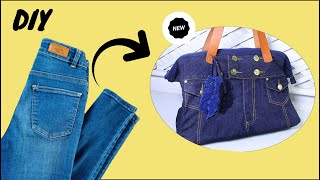 DIY bolso de jeans viejo fácil de hacer bolsa multiusos y ecológica muy facil [upl. by Iglesias]