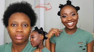 Bantu Knots Tutorial on Short Natural 4C Hair  Protective Style [upl. by Sula]