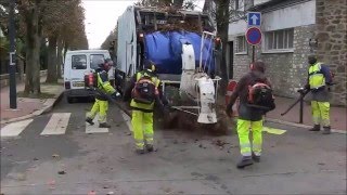 Benne à Ordures Equipée dun AspireFeuilles  Camion Poubelles Garbage Truck [upl. by Queston]