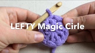 How to Crochet a Magic Circle Left Handed with SLOW Motion LEFTY [upl. by Ecnarret193]