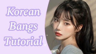 How to cut korean bangs ✂️ at home  Korean see through bangs tutorial [upl. by Yolanda928]