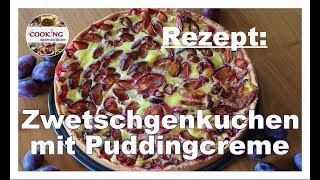 Zwetschgenkuchen mit Pudding  Pflaumenkuchen mit Pudding  einfach und schnell Obstkuchen backen [upl. by Annawal]