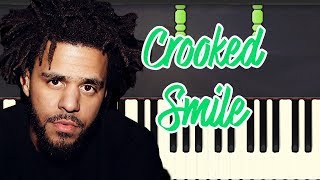 🎹J Cole  Crooked Smile ft TLC Piano Tutorial Synthesia❤️♫ [upl. by Mcknight524]