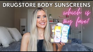 Drugstore Body Sunscreen Review  Ocean Potion Banana Boat Light As Air Coppertone Sun Bum [upl. by Eric]