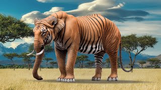 TIGER and ANIMALS Hybrids  Rhino Elephant Giraffe [upl. by Boor55]