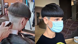 Super long Blonde Hair to half shaved Bob HaircutsUndercut bowl Pixie for the Hot summer [upl. by Sandry]