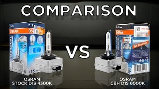 OSRAM 4300K OEM D1S vs OSRAM 6000K CBH Cool Blue Hyper D1S Bulbs by using Valeo D1 Projector [upl. by Aidualc]