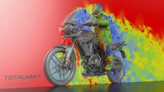 CFD simulation of wind buffeting on a Triumph Motorbike by TotalSim [upl. by Hollenbeck]