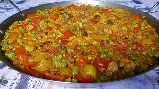 Paella mista di carne e verdure  Ricetta facile e gustosa [upl. by Artie]