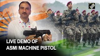 Gujarat Live demo of ASMI machine pistol at DefExpo 2022 [upl. by Genie]