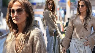 JLos Chic West Hollywood Stroll Jackie O Shades amp Birkin Bag [upl. by Adnert]