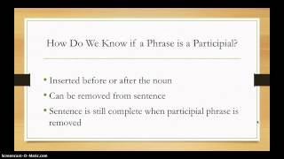 The Participial Phrase [upl. by Nosmoht]