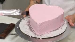 How to Frost a Heart Cake  Cake Decoration Ideas [upl. by Latisha]