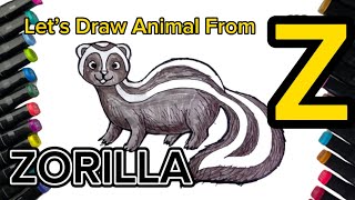 Drawing ZORILLA  Animal from Z  Easy Drawing amp Coloring  KBeeb Drawcolor [upl. by Bland967]