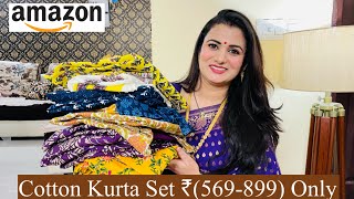 Affordable Amazon Cotton Kurta Set Haul Under ₹899 Kurta Pant Set With Dupatta Anarkali Kurti [upl. by Ozmo]