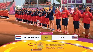 Highlights  Game 19 Netherlands vs USA  2024 WBSC Women’s Softball World Cup  Finals [upl. by Nyraf469]