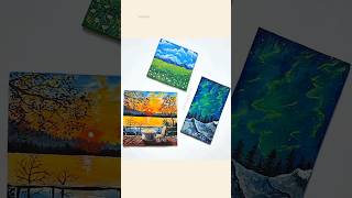 Sunset x Daisy x Aurora Borealis🌼🌅🌌Mini paintings 🫶🏼 shorts art colorfulartwork artlantic [upl. by Damour102]