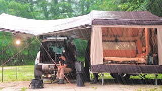 💯 Relaxing camping in the heavy rain ☔ Holidays in automatic tent trailers [upl. by Mintun]