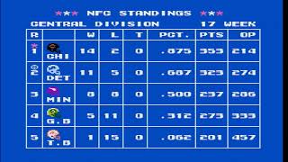 Tecmo Super Bowl NES Season Mode 1991 NFL Standings  Playoff Bracket [upl. by Wylde]