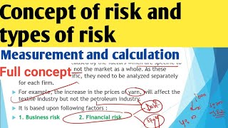 Concept of risk and return analysis bcom 3rd year  risk and types of risk  Calculation [upl. by Sweet]