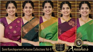 Exclusive Semi Kanchipuram Silk Sarees  VOL 11 Borderless amp Small Borders [upl. by Appleby171]